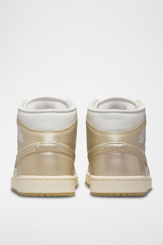 Jordan 1 Mid SE en cuir - Blanc et doré