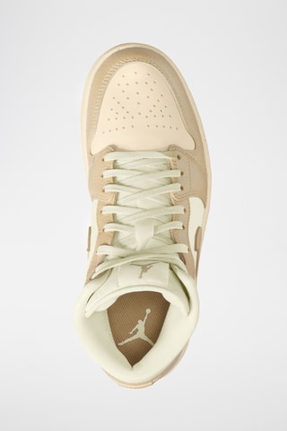 Jordan 1 Mid SE en cuir - Blanc et doré