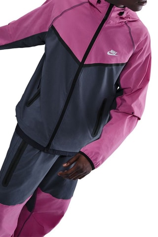 Veste à capuche Tech - Bleu-gris et fuchsia