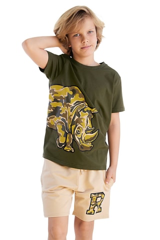 Camiseta y short - Caqui y beige