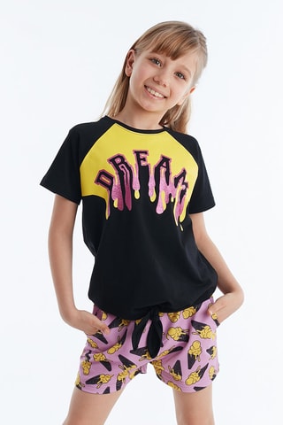 Camiseta y short - Negro y violeta