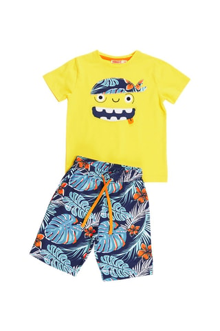Camiseta y bermudas - Amarillo y azul marino