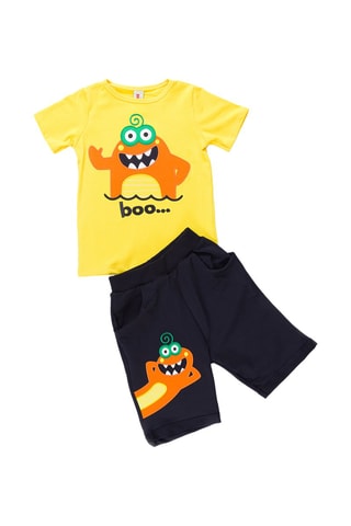Camiseta y bermudas - Amarillo y azul marino