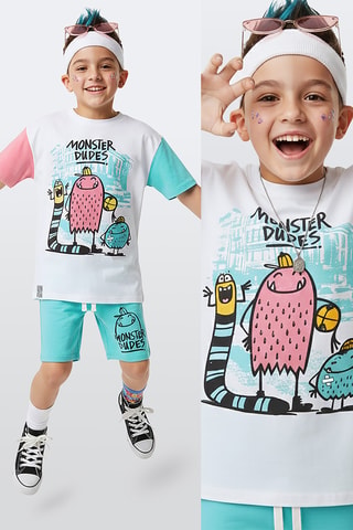 Camiseta y short Monster - Azul