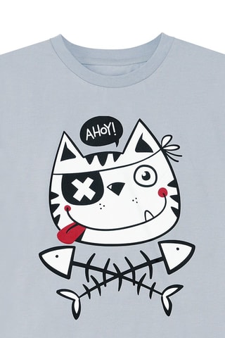 Camiseta y short - Azul y gris