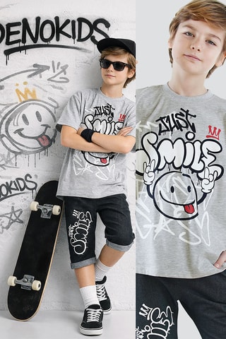 Camiseta y pantalón pirata Just Smile - Gris