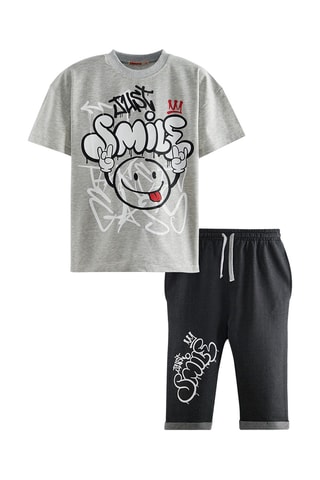 Camiseta y pantalón pirata Just Smile - Gris