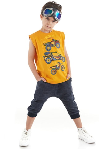 Camiseta y sarouel - Naranja y azul marino