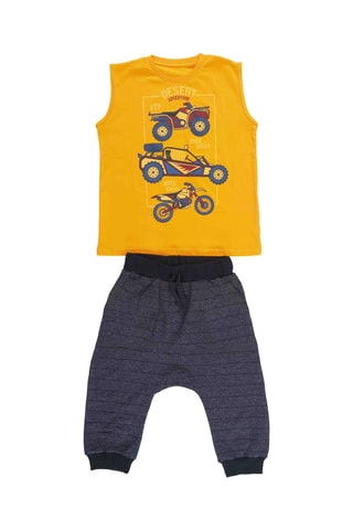 Camiseta y sarouel - Naranja y azul marino