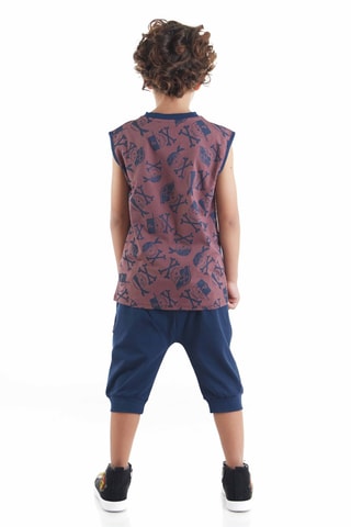 Camiseta y sarouel - Azul marino y marrón