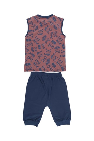 Camiseta y sarouel - Azul marino y marrón