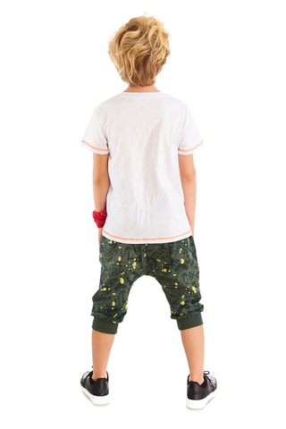 Camiseta y short - Caqui y blanco