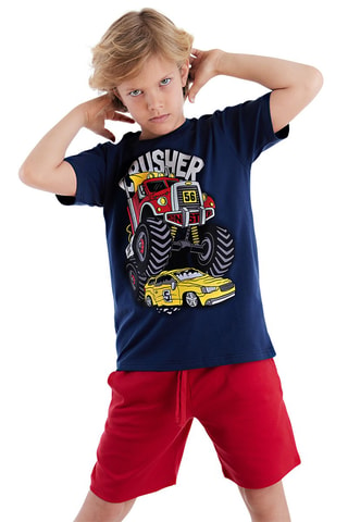 Camiseta y short - Azul marino y rojo