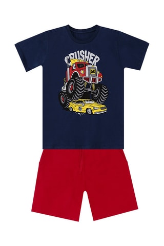 Camiseta y short - Azul marino y rojo
