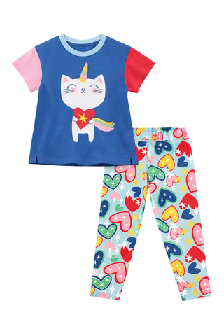 Camiseta y leggings Unicorn Cat - Azul