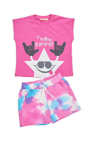 Camiseta y short - Rosa y azul