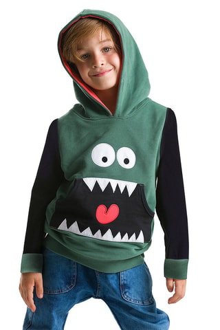 Sudadera con capucha - Verde y azul marino
