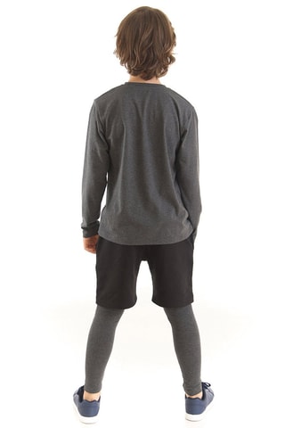Camiseta y short efecto doble prenda - Negro