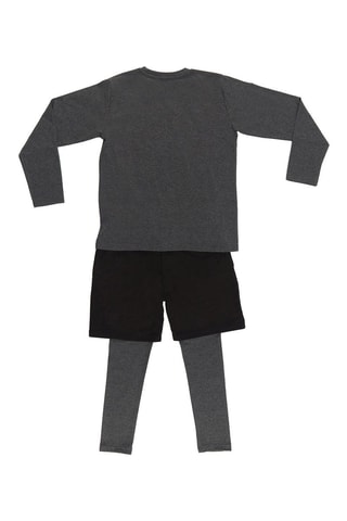 Camiseta y short efecto doble prenda - Negro