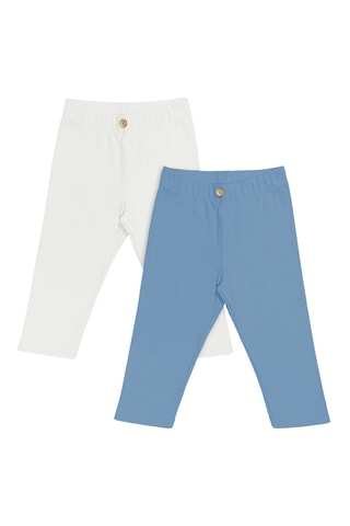 2 leggings - Azul y crudo