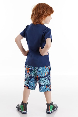 Camiseta y bermudas - Naranja y azul marino