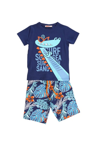 Camiseta y bermudas - Naranja y azul marino