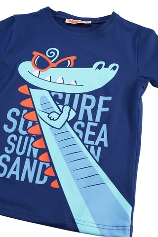 Camiseta y bermudas - Naranja y azul marino