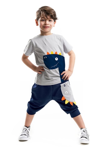 Camiseta y sarouel - Gris y azul marino