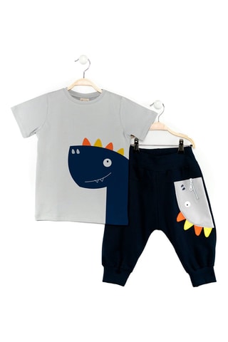 Camiseta y sarouel - Gris y azul marino
