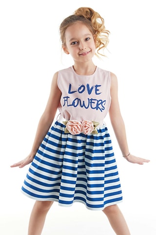 Vestido - Rosa y azul marino