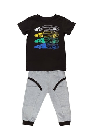 Camiseta y pantalón de chándal - Negro y gris
