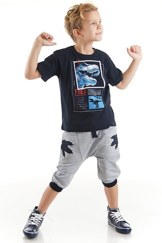 Camiseta y sarouel - Azul marino y gris