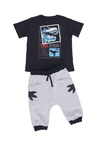 Camiseta y sarouel - Azul marino y gris