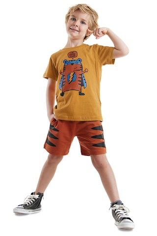 Camiseta y short - Mostaza y naranja