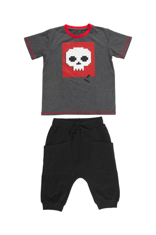 Camiseta y sarouel - Gris oscuro y negro
