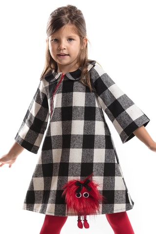 Vestido trapézio Preto e branco - Denokids - Preto