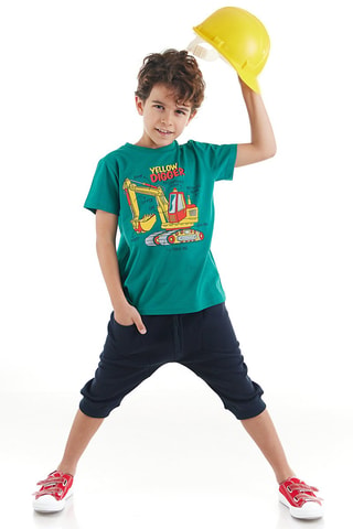 Camiseta y sarouel - Verde y azul marino
