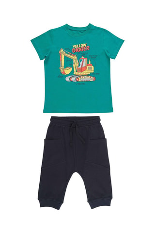 Camiseta y sarouel - Verde y azul marino