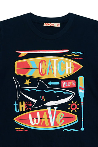 Camiseta y short - Gris y azul marino