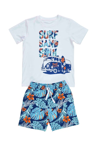 Camiseta y short - Azul y blanco