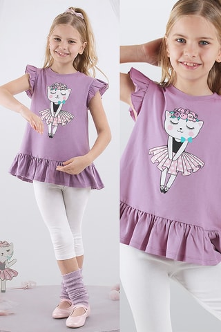 Camiseta y leggings Ballerina Cat - Violeta