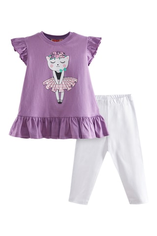 Camiseta y leggings Ballerina Cat - Violeta