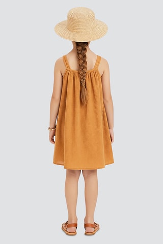 Vestido trapecio sin mangas Flower - Amarillo
