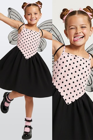 Vestido evasé sin mangas Pink Polka - Rosa