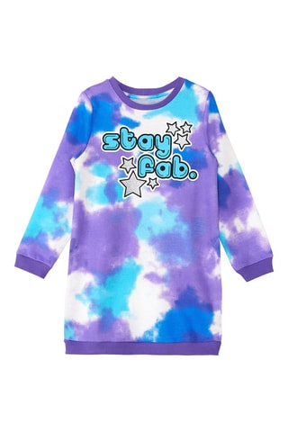 Vestido-sweat Tie-Dye Azul-celeste e violeta - Mushi - Violeta