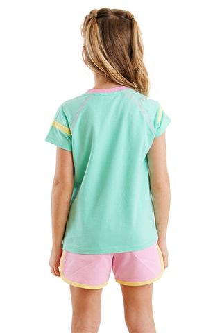 Camiseta y short - Turquesa y rosa