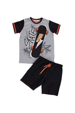 Camiseta y bermudas - Negro y gris
