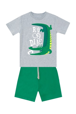 Camiseta y short Croco - Gris y verde