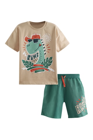 Camiseta y short Summer Dino - Beige