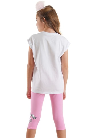 Camiseta y leggings - Blanco y rosa